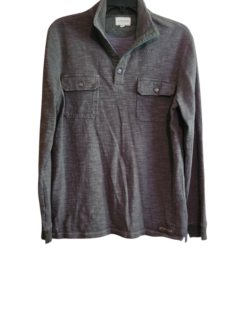 Stetson Men's Long Sleeve Henley Shirt - Charcoal Gray